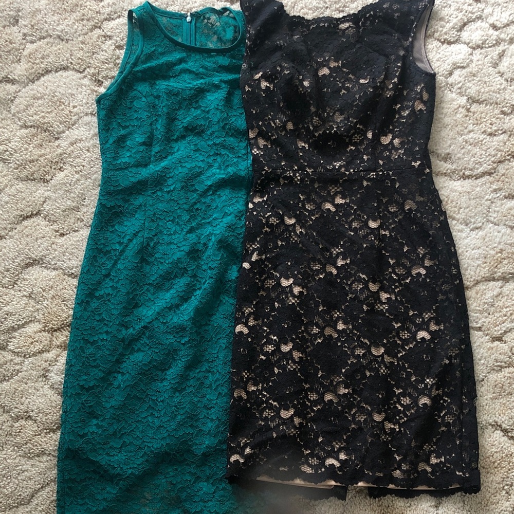 Teal Lace Sleeveless Sheath Dress - Women